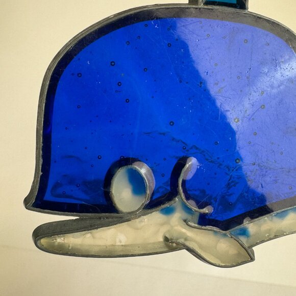 Vtg Whale Blue Suncatcher Acrylic Resin Metal Frame Beach Ocean w Hook Hole READ - Picture 7 of 13
